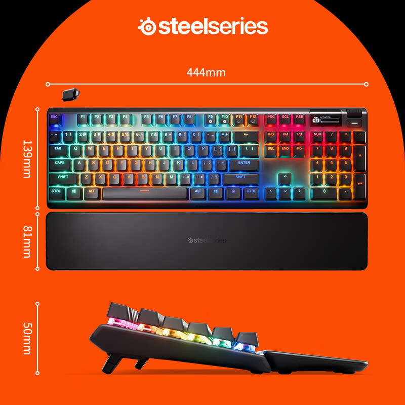 SteelSeries Apex Pro Gen3 Gaming Mechanical Keyboard with Magnetic Switches, Wir...