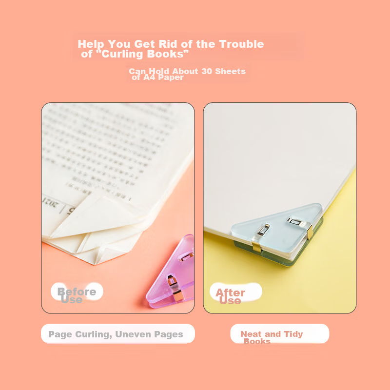 Class 2, Grade 3, 10-Pack Ice Clear Triangular Corner Clips, Plastic Binder Clip...