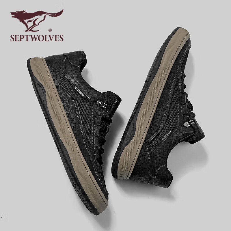 SEPTWOLVES Men's Casual Shoes Fashionable Leather Shoes Men's W8343730237 Black...
