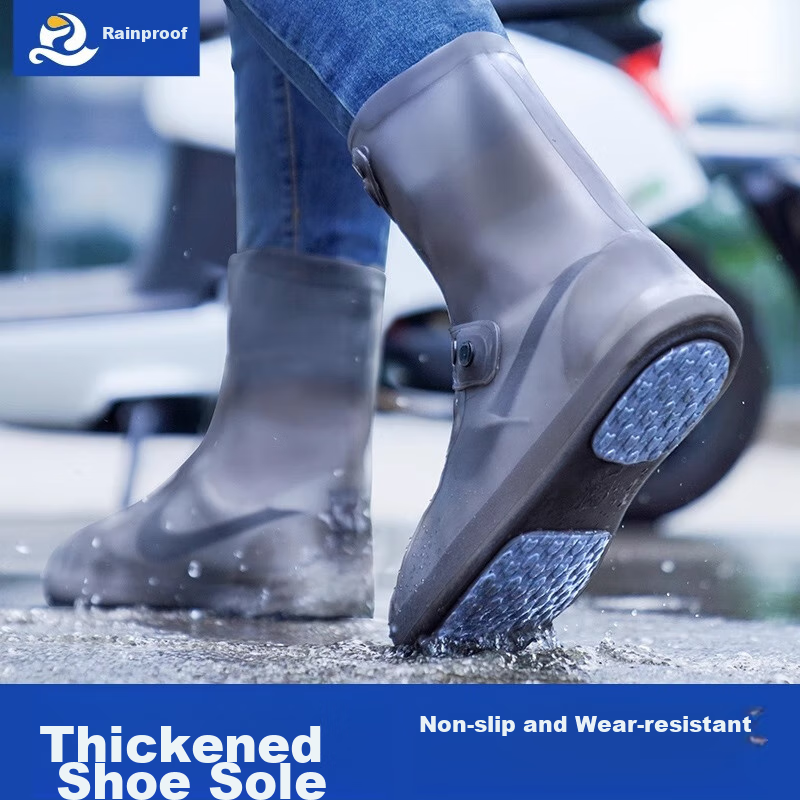 Rain Boots, Waterproof Shoe Covers, Non-Slip, Wear-Resistant, Thickened, Portabl...