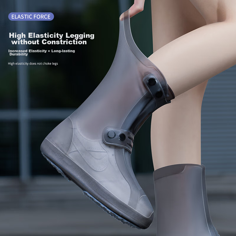 Rain Boots, Waterproof Shoe Covers, Non-Slip, Wear-Resistant, Thickened, Portabl...