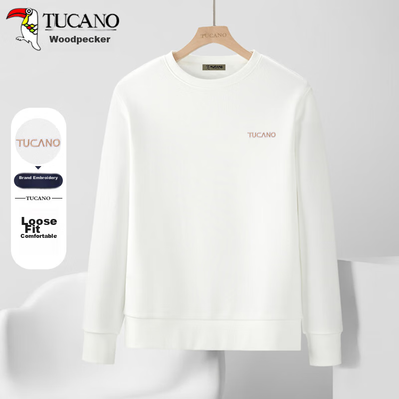 TUCANO Sweatshirt, Men's Trendy Loose Round Neck Long-Sleeve T-Shirt, Student Fa...