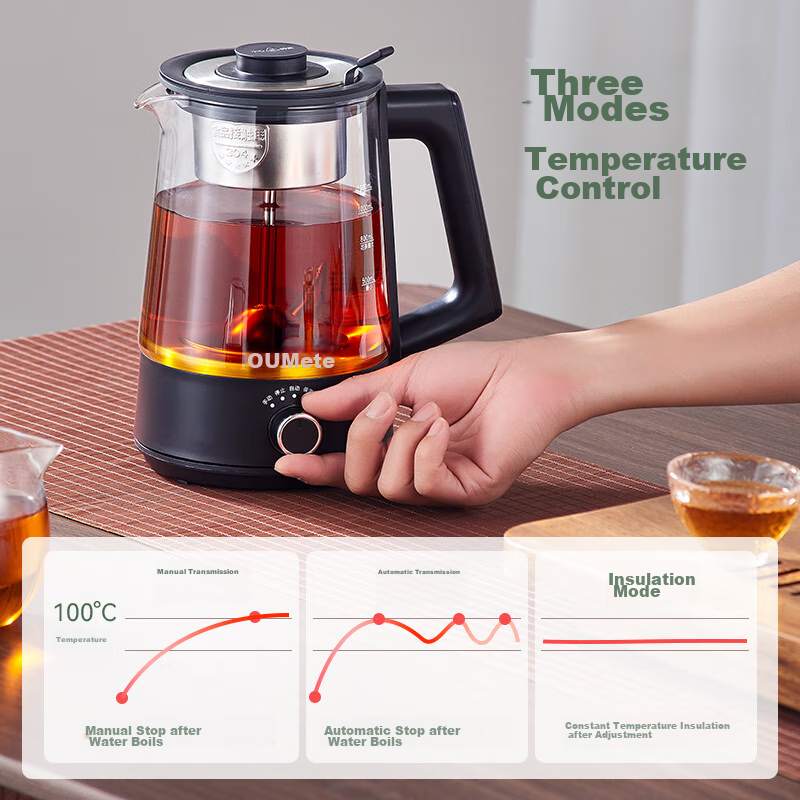 OUMETE Tea Kettle, Tea Maker, Spray Steam Tea Pot, Health Pot, Glass Constant Te...
