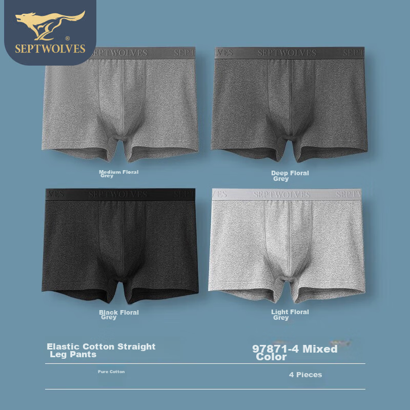 SEPTWOLVES Men's Cotton-Modal Blend Underwear, Breathable Antibacterial Boxer Br...