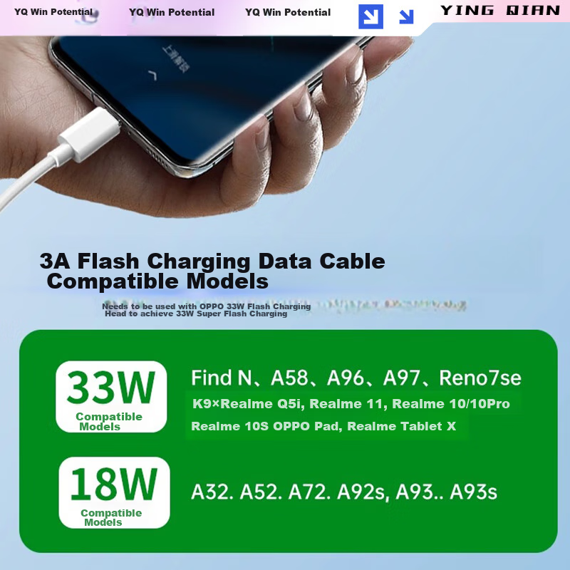 Win Qian Compatible with OPPO Data Cable, Charging Cable 33W Fast Charging, for...