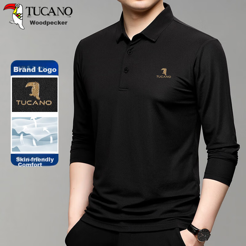 TUCANO Long-Sleeve T-Shirt for Men, Spring And Autumn Business Casual, Turn-Down...