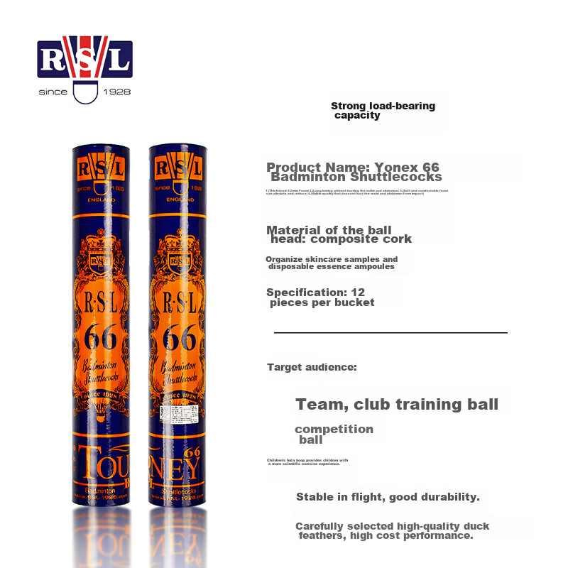 RSL Training And Competition Shuttlecock, Stable Flight And Durable, RSL No. 66,...