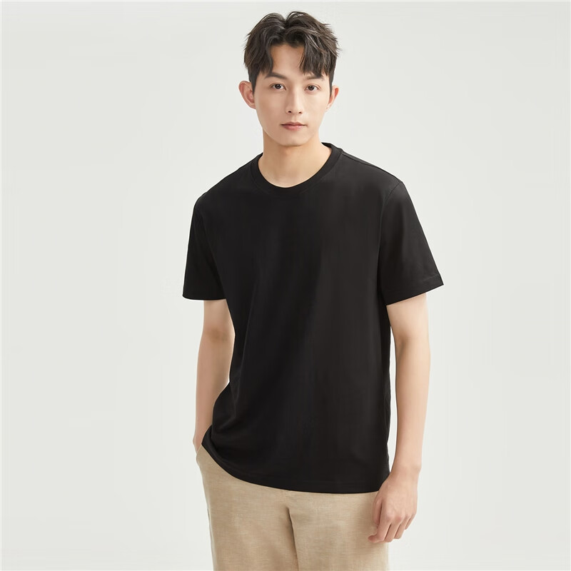 Giordano Men's Short Sleeve T-shirt Knitted Pure Cotton Solid Color Simple Basic...