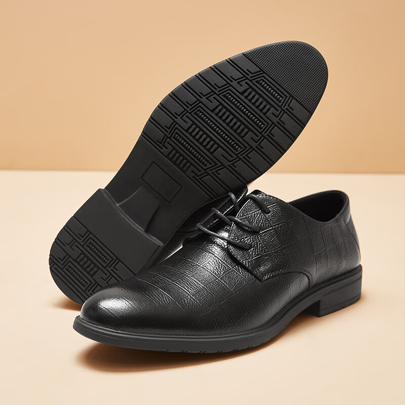 New Men's Trendy Casual Shoes, Stylish Formal Leather Shoes, Round Toe Derby Sho...