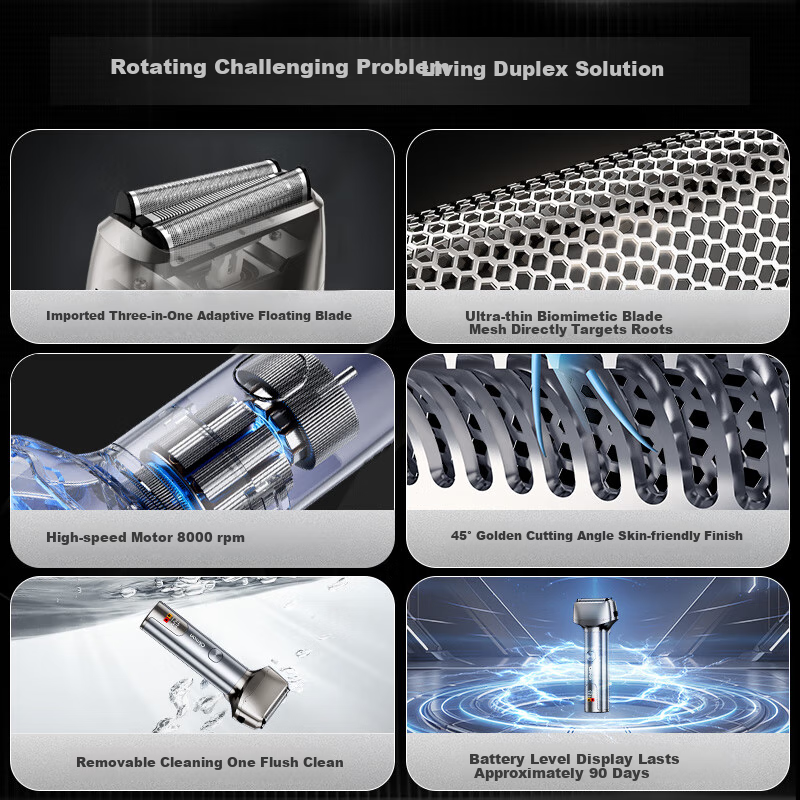 Qiman Electric Shaver Reciprocating Shaver German Imported Three-Blade Full Body...