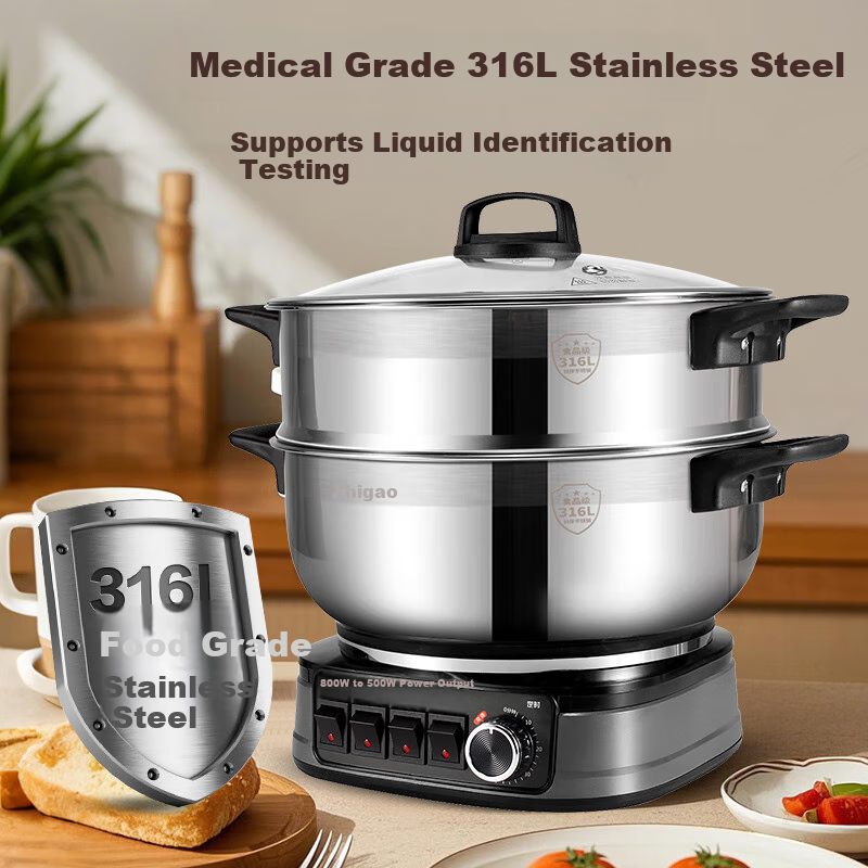 CHIGO Multi-function Electric Cooker 316 Stainless Steel 34CM with Steamer CFDG-...