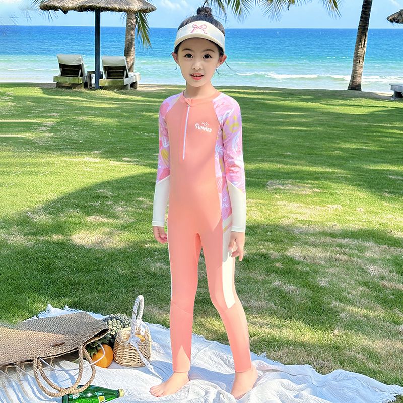 Yoyou Children's Long Sleeve Long Pants One-piece Sunscreen Bubble Hot Spring Mi...