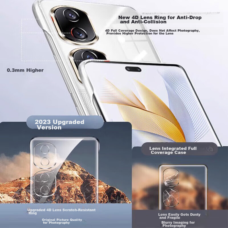 Zhiweishi [Never Yellowing] Transparent Borderless Phone Case for Honor 90 Pro,...