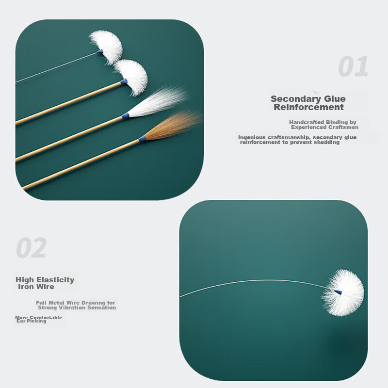 Yushang Jiaren Ear Cleaning Tool Set： Ear Pick, Goose Feather Stick, Ear Spoon,...