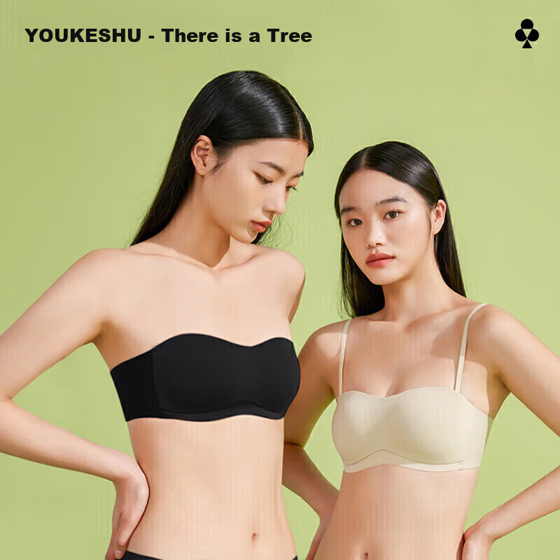 Youkeshu Women's Strapless Thin Bra, Push-Up for Small Breasts, Anti-Slip, Bande...
