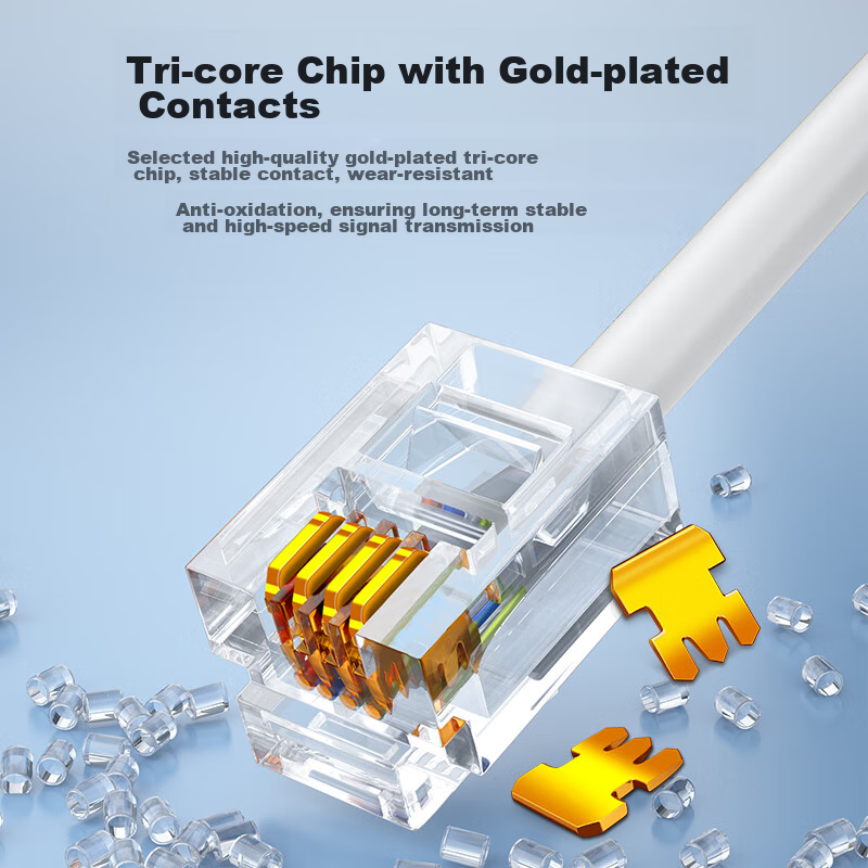 SAMZHE Telephone Cable 2-Core Single Copper Wire Voice Patch Cord Office Landlin...