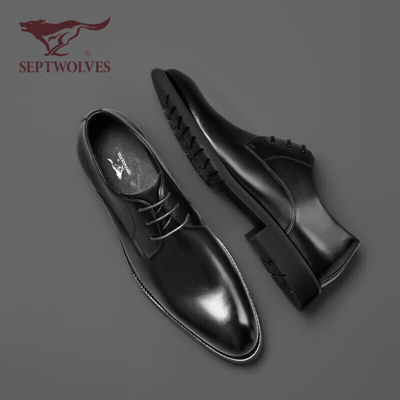SEPTWOLVES Men's Business Formal Leather Shoes Men's Derby Shoes Lace-up Oxford...