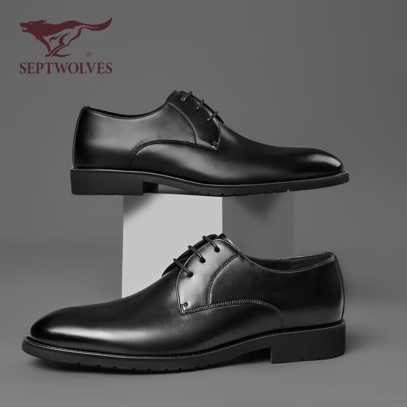 SEPTWOLVES Men's Business Formal Leather Shoes Men's Derby Shoes Lace-up Oxford...