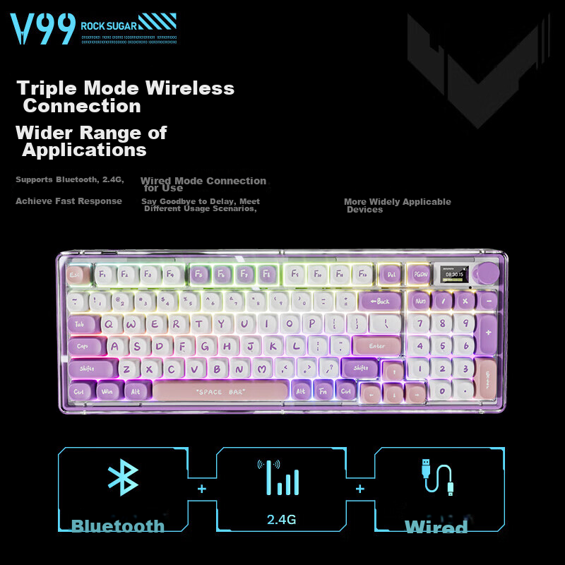EWEADN V99 Wireless Bluetooth Tri-Mode Custom Mechanical Keyboard Set, High-End...