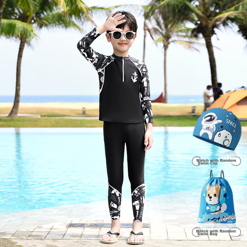 Youyou Children's Swimwear, Boys' Two-Piece Long-Sleeve And Long-Pants Set, Sun...