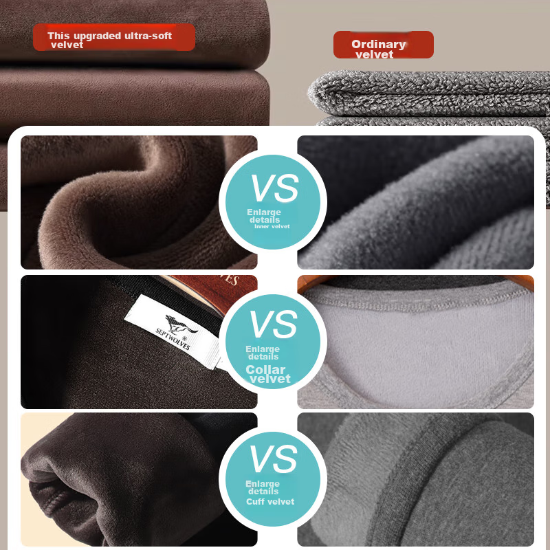 SEPTWOLVES [Ultra-Fine Fleece] Thermal Underwear for Men, Fleece-Lined, Fine And...