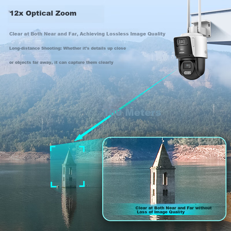 HIKVISION Outdoor 4G Surveillance Camera with 12x Zoom, Dual 4MP Full Color Nigh...