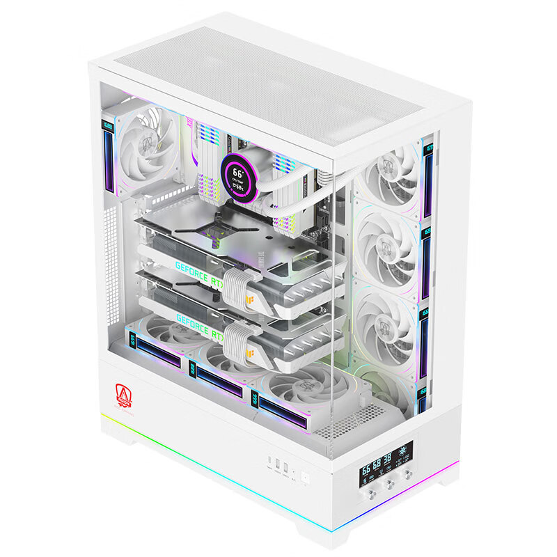 AOC ACG880W White EATX Gaming Computer Desktop Chassis 270° Ocean View Quick Dis...