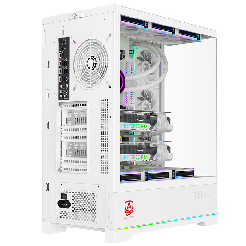 AOC ACG880W White EATX Gaming Computer Desktop Chassis 270° Ocean View Quick Dis...