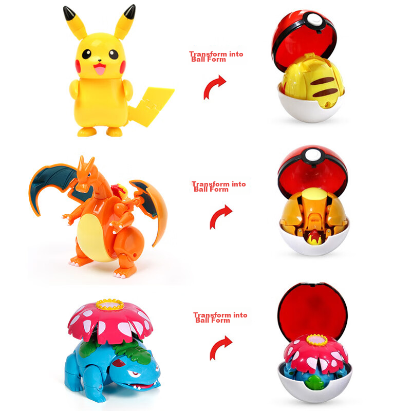 Zhuangchen Pokemon Pikachu Pocket Monster Manual Transforming Robot Toy, Birthda...