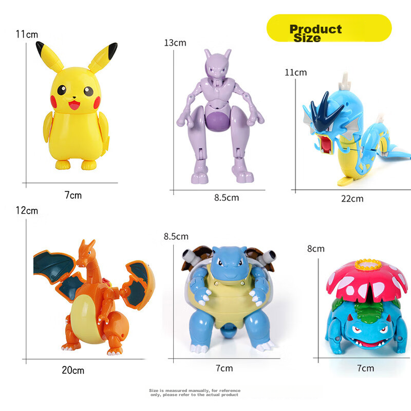 Zhuangchen Pokemon Pikachu Pocket Monster Manual Transforming Robot Toy, Birthda...