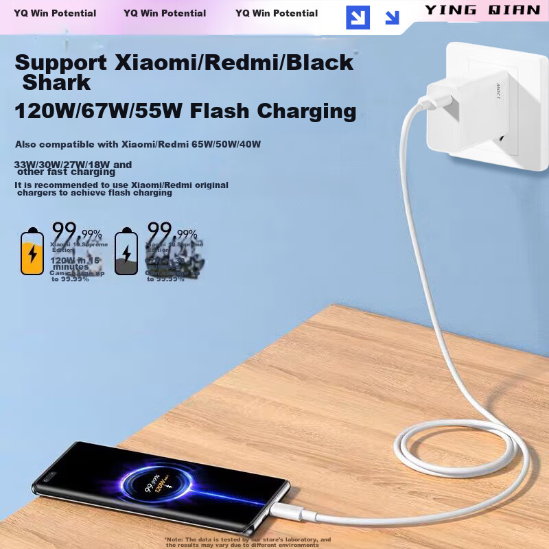 Yingqian, Suitable for Xiaomi Data Cable, 67W 90W 120W Fast Charging, Type-C Cha...