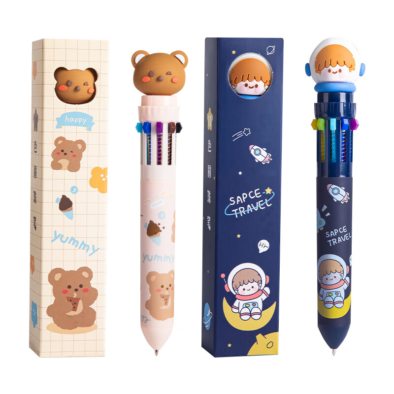 Yuehe Cartoon 10-Color Ballpoint Pen, Multi-Color Retractable, Cute for Girls, C...