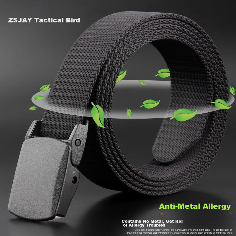 ZhanShuNiao Canvas Belt for Men, Metal-Free, Anti-Metal Allergy, Security Checkp...