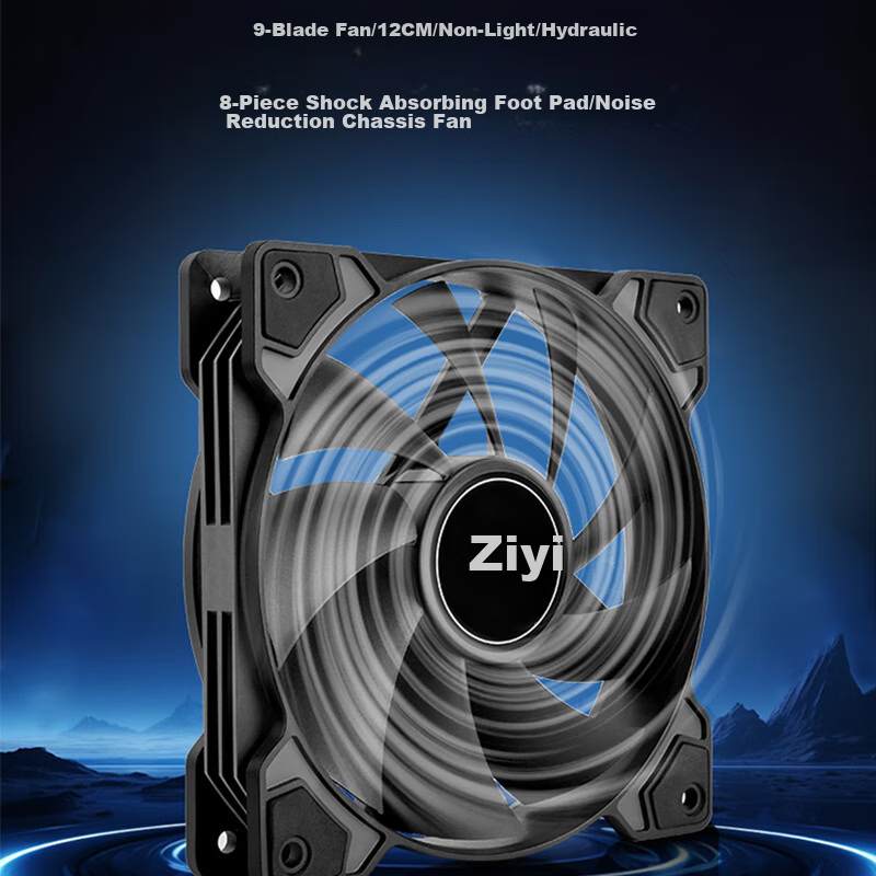 Ziyi Computer Case Fan, Non-Luminous, Noise-Reducing, 12cm Fan, 8 Blades, Anti-V...