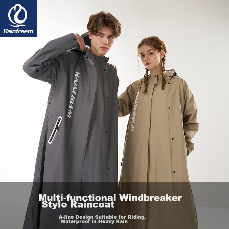 Qinfenman Raincoat, Electric Bicycle Long Raincoat, One-Piece Full-Body Rain Pro...