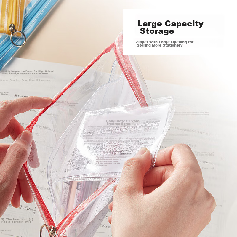 Sakura Transparent Exam Pencil Case, Simple Design for Male And Female Students,...