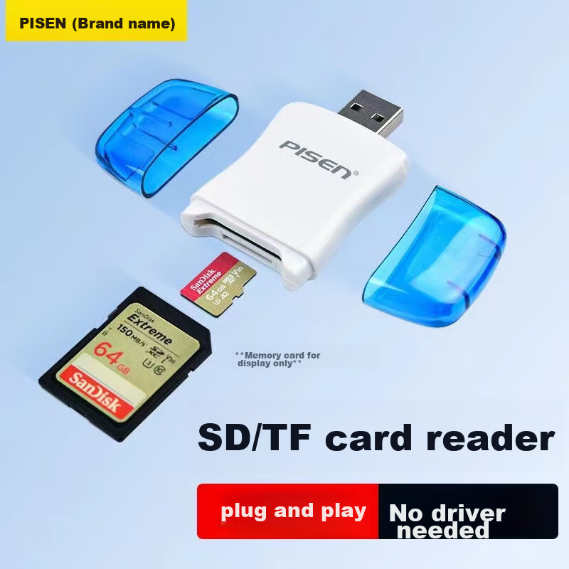 PISEN USB2.0 High-Speed Card Reader SD/TF Dual-Function Two-In Card Reader Suppo...