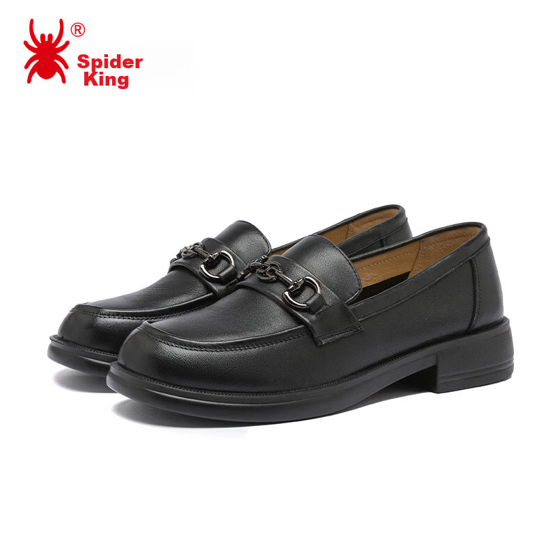 Spider King Loafers for Women, Thick-Soled Horse Bit Buckle, Soft-Soled Casual S...