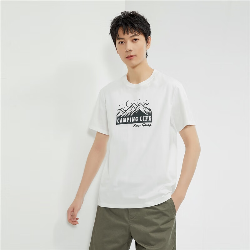 ZARA Men's Short Sleeve T-shirt Summer Cotton Outdoor Theme Printed Round Neck C...