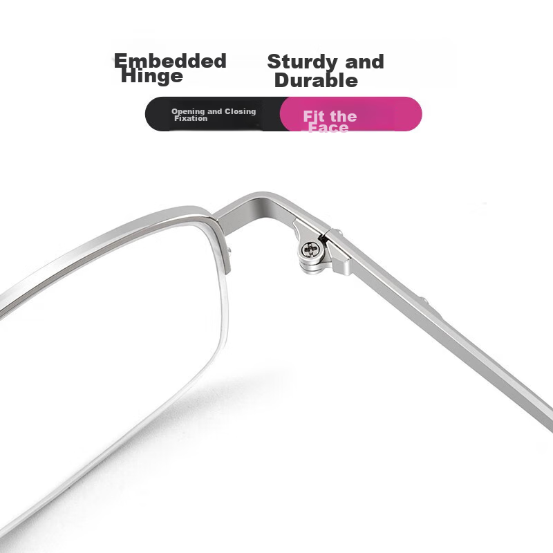 Yupintang Anti-Blue Light Reading Glasses for Men, Semi-Rimless Metal Reading Gl...