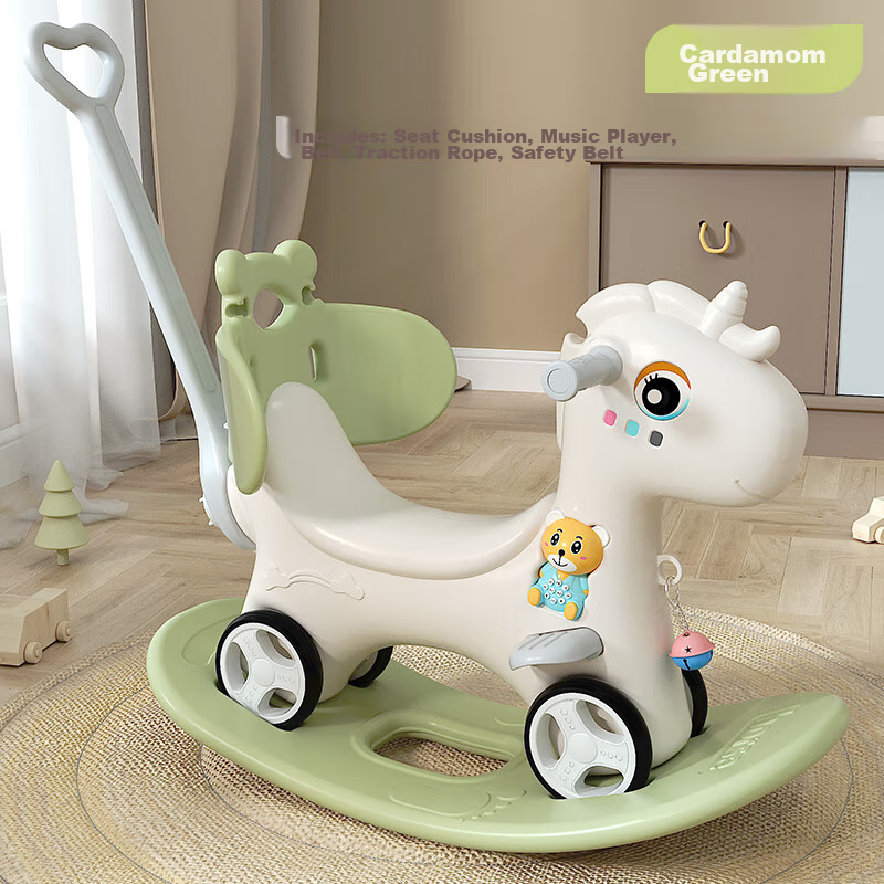Youbeichen Children's Rocking Horse, Wooden Horse Toy, Multifunctional Rocking C...