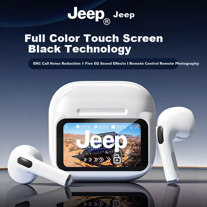 Jeep Active Noise Cancelling True Wireless Bluetooth Earbuds In-Ear Touch Contro...