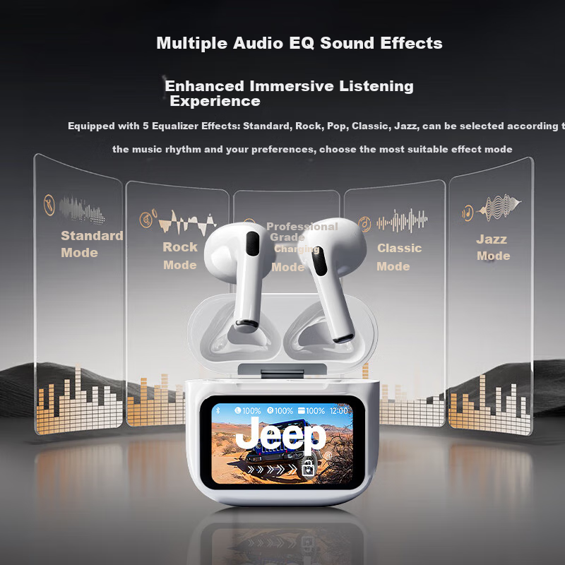 Jeep Active Noise Cancelling True Wireless Bluetooth Earbuds In-Ear Touch Contro...