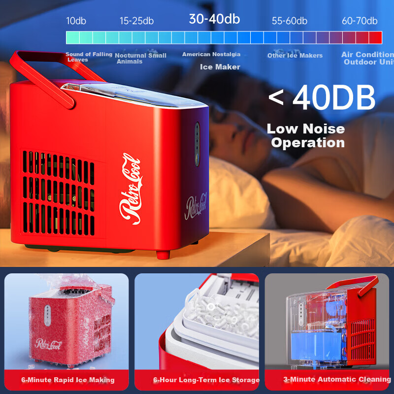 NOSTALGIA ELECTRICS Ice Maker UV Sterilization Mini Home Dormitory Portable Comm...