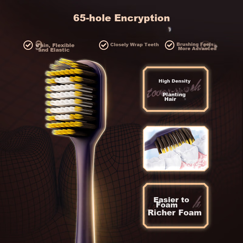 Yunnan Baiyao Golden Brush Series Carbon Fiber Soft Bristle 65-Hole Wide-Head To...