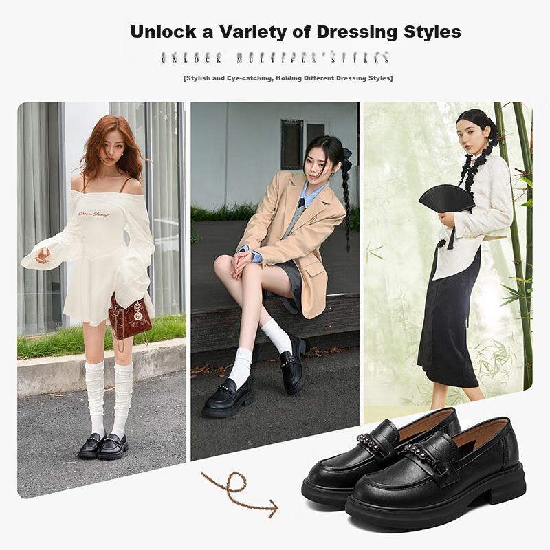 Yierkang Women's British Style Thick-soled Height-increasing Comfortable Loafers...