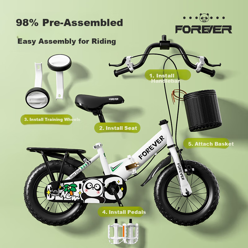 FOREVER Kids' Folding Bike 18-Inch, Children's Pedal Bike, 3-8 Years Old
