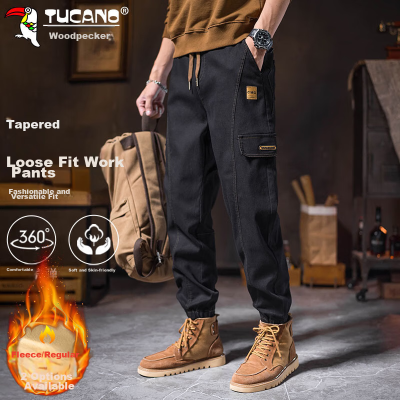 TUCANO Cargo Pants for Men, Spring And Summer Trousers, Loose-Fitting with Elast...