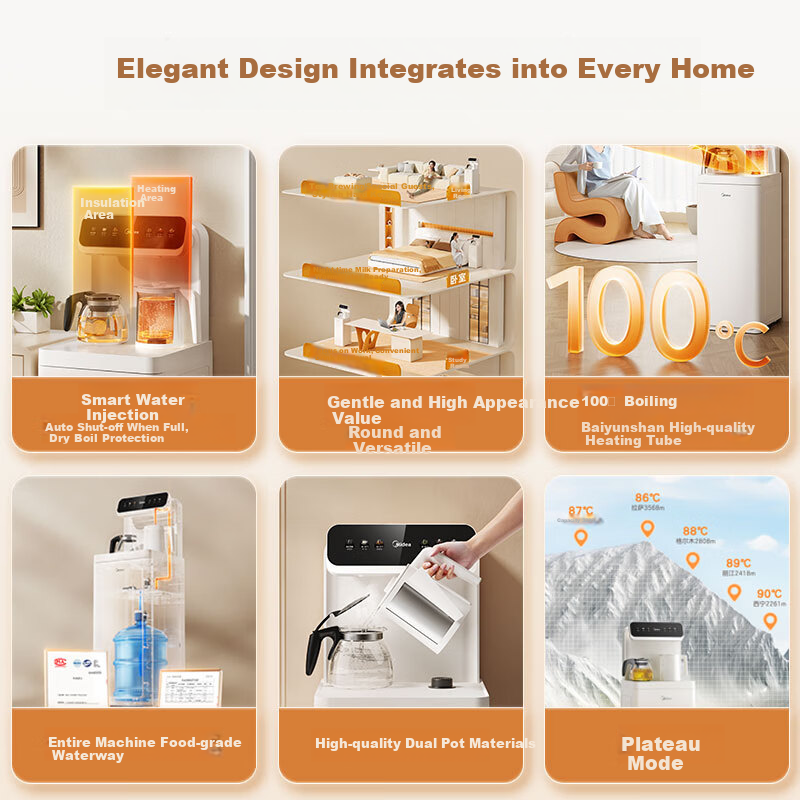 Midea Tea Bar Machine Water Dispenser Household 2025 New Tea Bar Cabinet Multi-f...