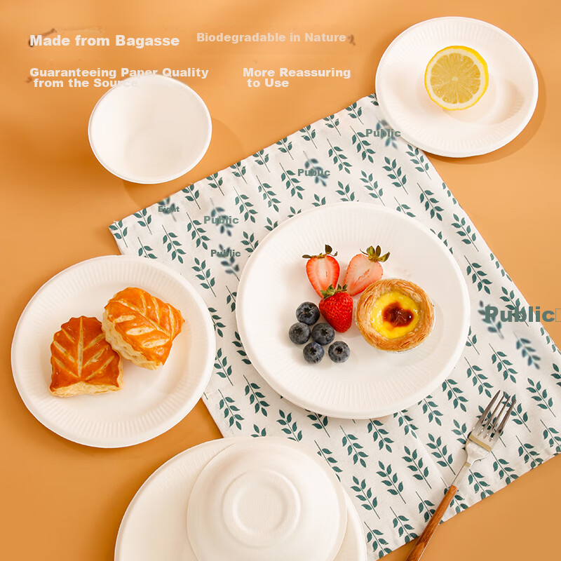 YOUAO 6-Inch Disposable Plates (Pack of 30) Biodegradable Paper Plates Cake Hand...